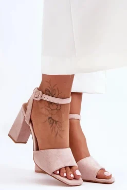 Discount Boto Zamszowe Sandały Na Obcasie Nude Harriet