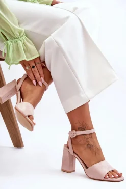 Discount Boto Zamszowe Sandały Na Obcasie Nude Harriet