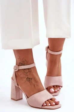 Discount Boto Zamszowe Sandały Na Obcasie Nude Harriet