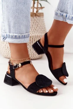 Maciejka Sandały Na Obcasie*Zamszowe Sandały Na Obcasie 5198A-01 Czarne