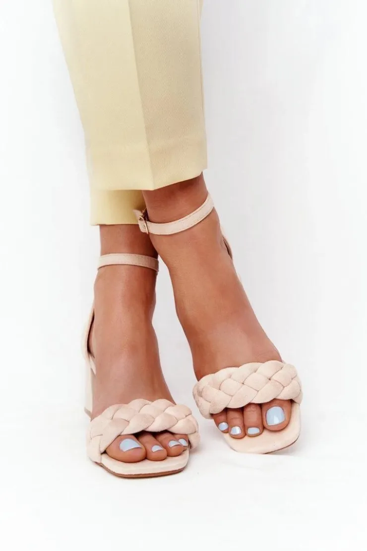 Boto Sandały Na Obcasie*Zamszowe Sandały Na Obcasie Beżowe Long Island