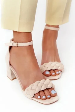 Boto Sandały Na Obcasie*Zamszowe Sandały Na Obcasie Beżowe Long Island