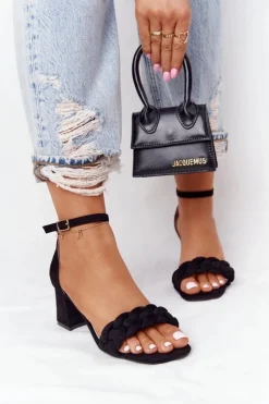 Best Boto Zamszowe Sandały Na Obcasie Czarne Long Island