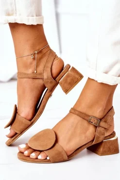 Maciejka Sandały Na Obcasie*Zamszowe Sandały Na Obcasie 5198A-29 Rude