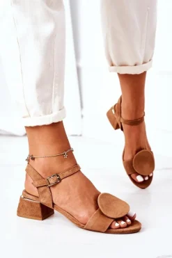 Maciejka Sandały Na Obcasie*Zamszowe Sandały Na Obcasie 5198A-29 Rude