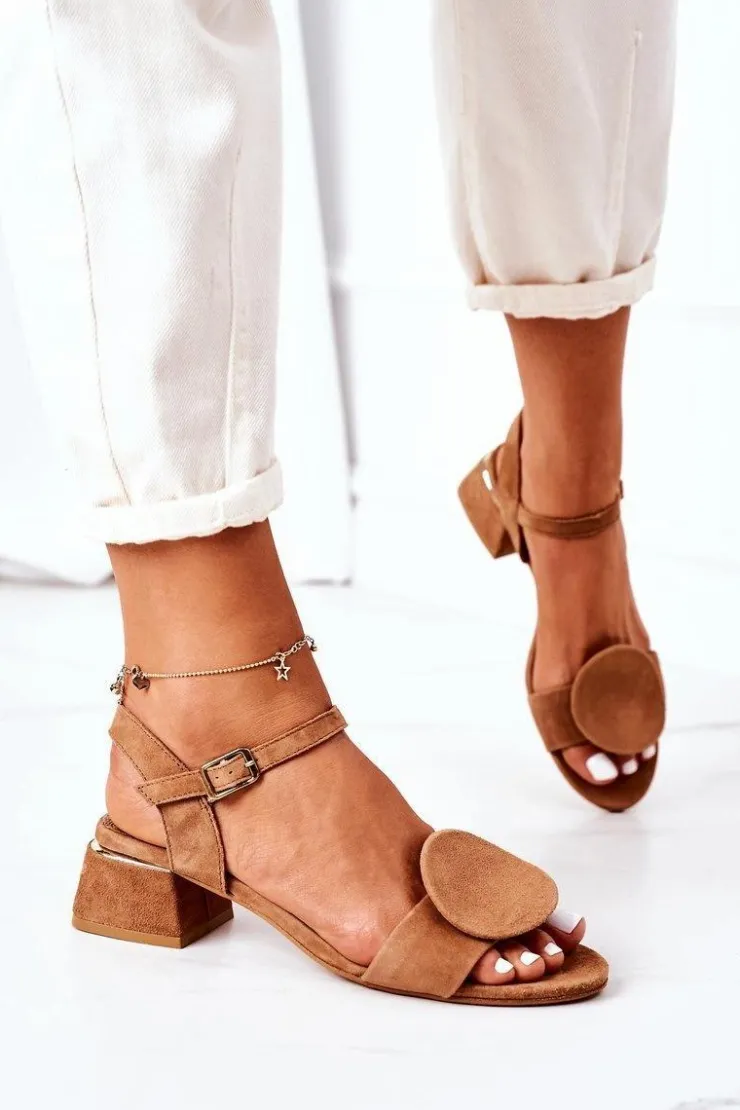 Maciejka Sandały Na Obcasie*Zamszowe Sandały Na Obcasie 5198A-29 Rude