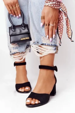 Damskie Buty damskie Vinceza Zamszowe Sandały Na Obcasie Vinceza 20100 Czarne