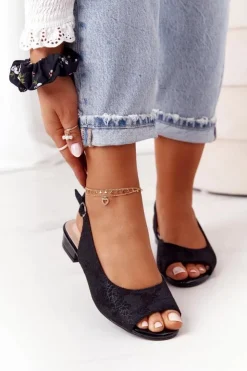 Best Buty Sergio Leone Zamszowe Sandały Na Obcasie Sergio Leone SK807 Czarne