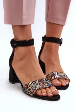 Maciejka Sandały Na Obcasie*Zamszowe Sandały Na Obcasie 04141-48 Czarne