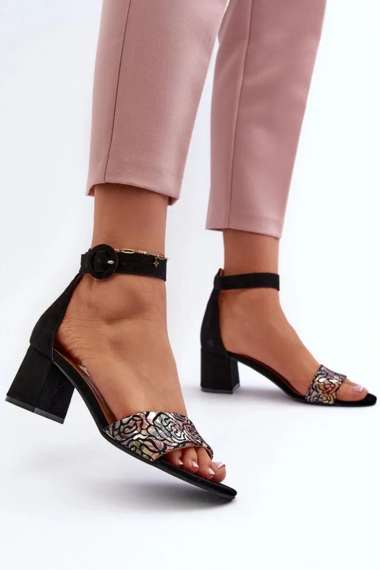 Maciejka Sandały Na Obcasie*Zamszowe Sandały Na Obcasie 04141-48 Czarne