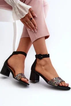 Maciejka Sandały Na Obcasie*Zamszowe Sandały Na Obcasie 04141-48 Czarne