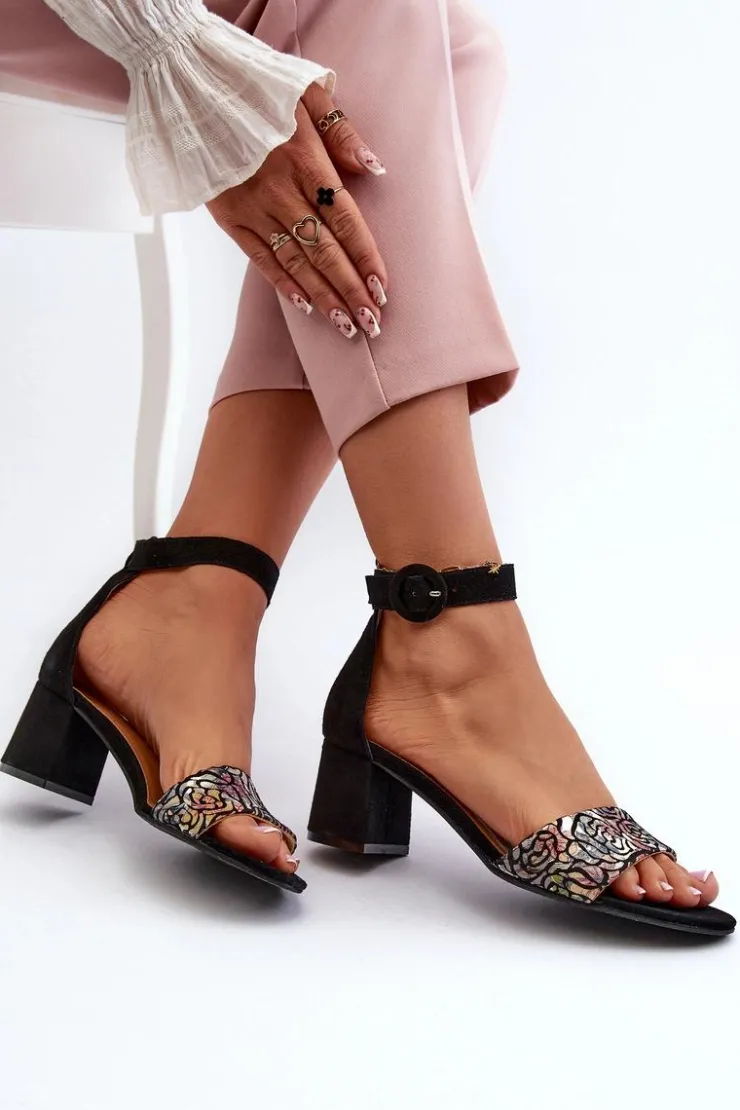 Maciejka Sandały Na Obcasie*Zamszowe Sandały Na Obcasie 04141-48 Czarne