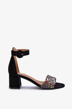 Maciejka Sandały Na Obcasie*Zamszowe Sandały Na Obcasie 04141-48 Czarne