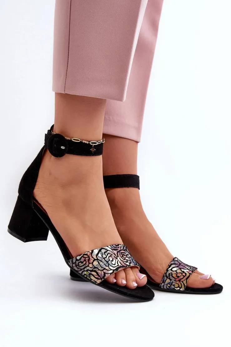 Maciejka Sandały Na Obcasie*Zamszowe Sandały Na Obcasie 04141-48 Czarne