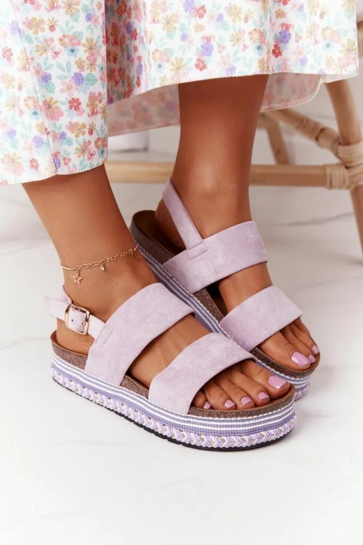 Best Boto Zamszowe Sandały Na Platformie Fioletowe Olimpia