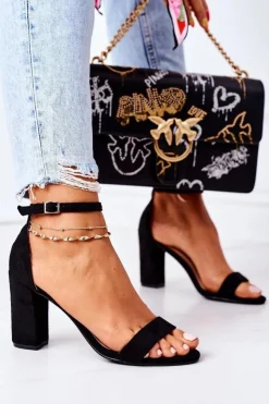 Boto Sandały Na Obcasie*Zamszowe Sandały Na Słupku Czarne Florence