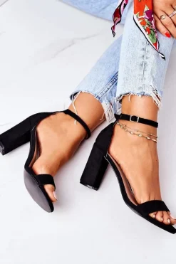 Boto Sandały Na Obcasie*Zamszowe Sandały Na Słupku Czarne Florence