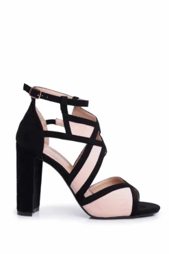 Discount Boto Zamszowe Sandały Na Słupku Czarno-Różowe Emolly