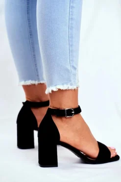 Online Buty damskie Vinceza Zamszowe Sandały Na Słupku Vinceza 20-17058 Czarne