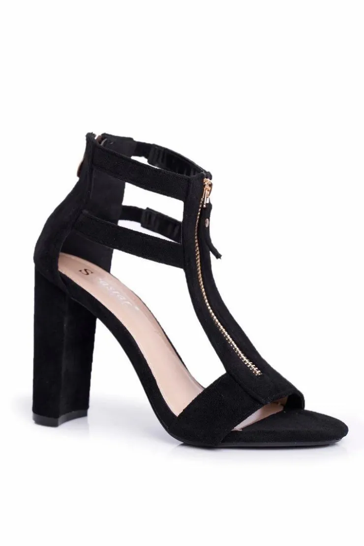 Boto Sandały Na Obcasie*Zamszowe Sandały Na Słupku Czarne Folly