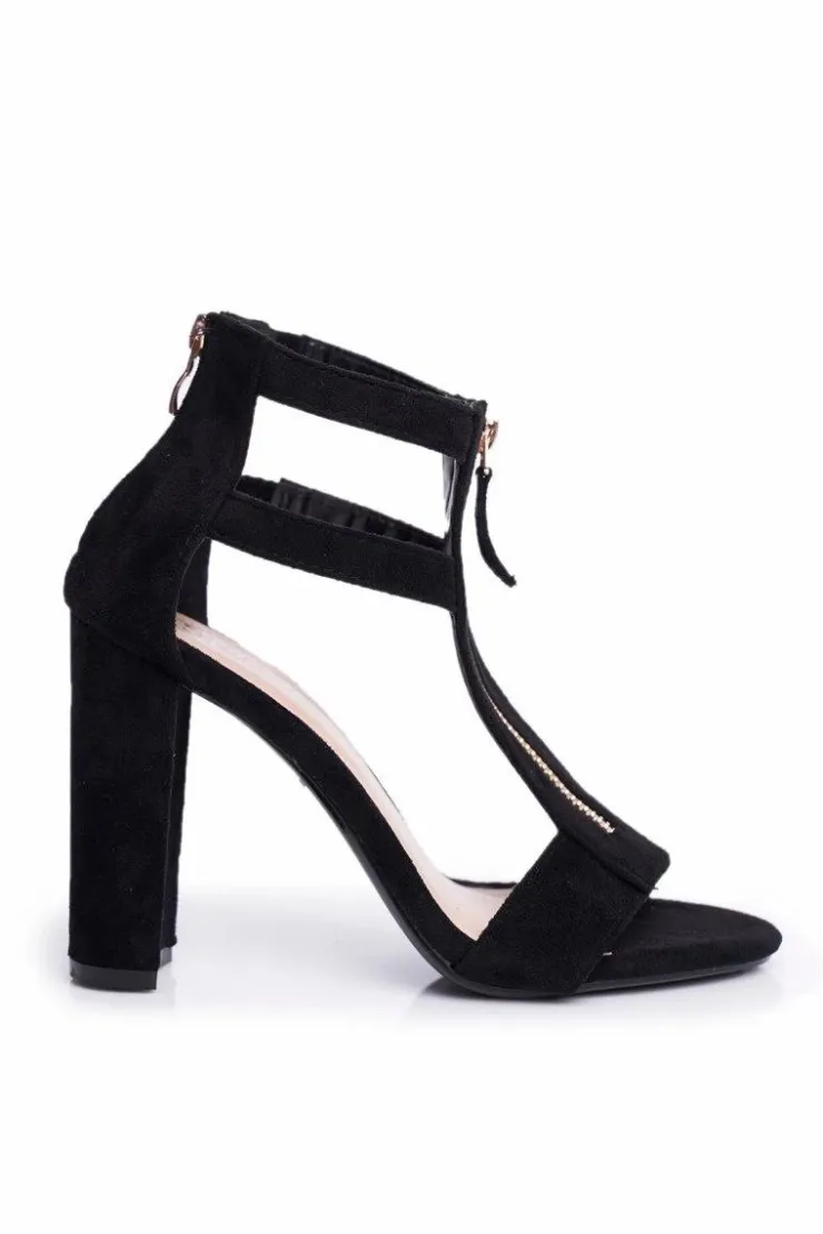 Boto Sandały Na Obcasie*Zamszowe Sandały Na Słupku Czarne Folly