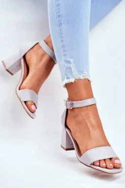 Damskie Buty damskie Vinceza Zamszowe Sandały Na Słupku Vinceza 20-17058 Szare