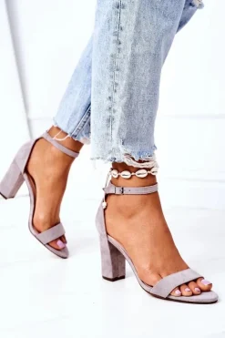 Boto Sandały Na Obcasie*Zamszowe Sandały Na Słupku Szare Florence