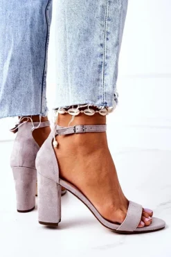 Boto Sandały Na Obcasie*Zamszowe Sandały Na Słupku Szare Florence