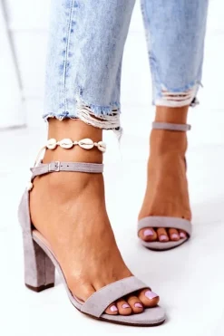 Boto Sandały Na Obcasie*Zamszowe Sandały Na Słupku Szare Florence