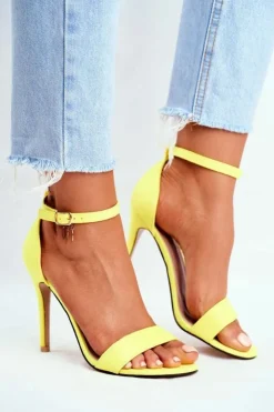 Boto Sandały Na Obcasie*Zamszowe Sandały Na Szpilce Żółte Liberty