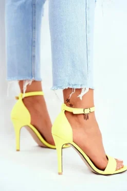 Boto Sandały Na Obcasie*Zamszowe Sandały Na Szpilce Żółte Liberty