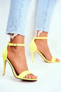 Boto Sandały Na Obcasie*Zamszowe Sandały Na Szpilce Żółte Liberty