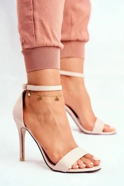 Boto Sandały Na Obcasie*Zamszowe Sandały Na Szpilce Beżowe Liberty