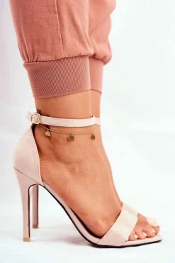 Boto Sandały Na Obcasie*Zamszowe Sandały Na Szpilce Beżowe Liberty