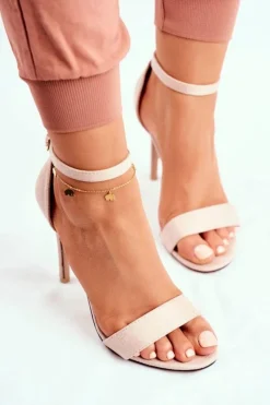 Boto Sandały Na Obcasie*Zamszowe Sandały Na Szpilce Beżowe Liberty