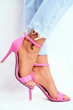 Damskie Boto Zamszowe Sandały Na Szpilce Fuksja Liberty