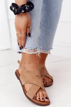 Online Buty Sergio Leone Zamszowe Sandały Sergio Leone SK060 Beżowe