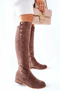 Best Boto Zamszowe Skórzane Kozaki Lewski 2840 Brązowe