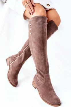 Best Boto Zamszowe Skórzane Kozaki Lewski 2840 Brązowe