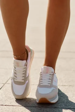 Damskie Big Star Shoes Zamszowe Sneakersy Damskie Big Star RR274A047 HI-POLY SYSTEM Beżowo-Białe