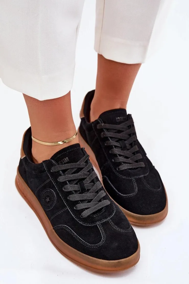 Big Star Shoes Buty Sportowe Big Star|Sneakersy Damskie*Zamszowe Sneakersy Damskie Big Star RR274851 HI-POLY SYSTEM Czarne Czarny