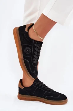 Big Star Shoes Buty Sportowe Big Star|Sneakersy Damskie*Zamszowe Sneakersy Damskie Big Star RR274851 HI-POLY SYSTEM Czarne Czarny