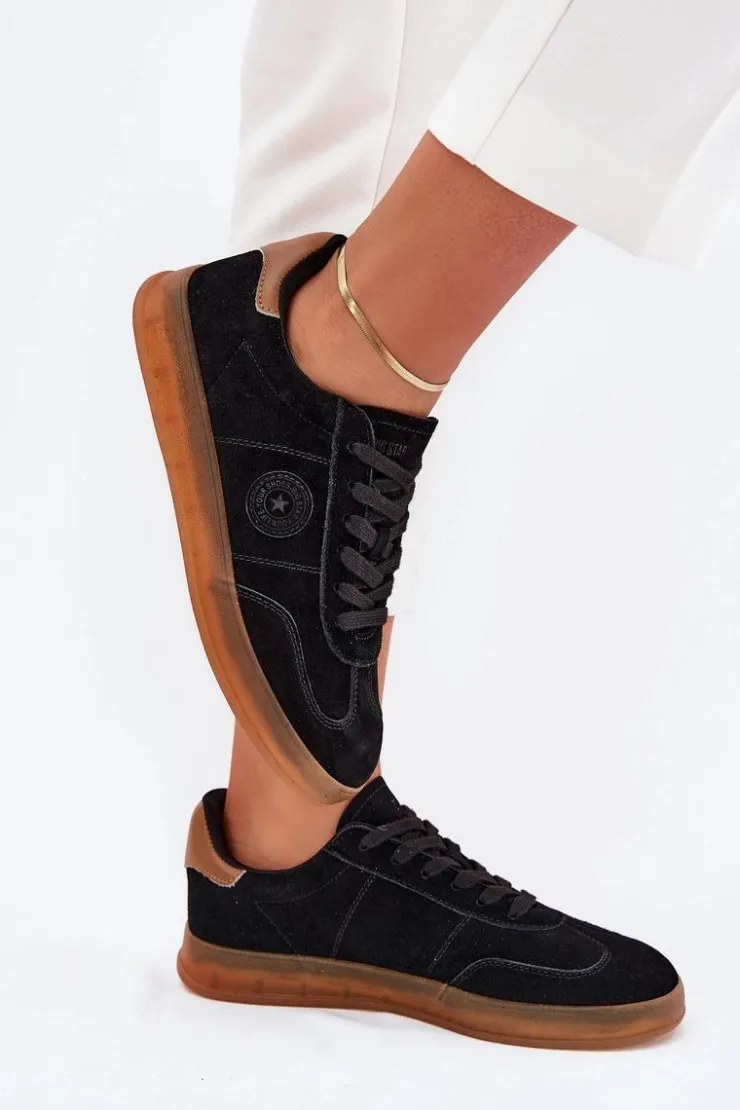 Big Star Shoes Buty Sportowe Big Star|Sneakersy Damskie*Zamszowe Sneakersy Damskie Big Star RR274851 HI-POLY SYSTEM Czarne Czarny