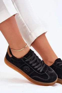 Big Star Shoes Buty Sportowe Big Star|Sneakersy Damskie*Zamszowe Sneakersy Damskie Big Star RR274851 HI-POLY SYSTEM Czarne Czarny