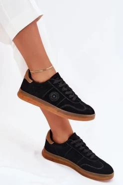 Big Star Shoes Buty Sportowe Big Star|Sneakersy Damskie*Zamszowe Sneakersy Damskie Big Star RR274851 HI-POLY SYSTEM Czarne Czarny