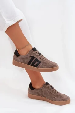 Outlet Buty damskie Vinceza Zamszowe Sneakersy Damskie Vinceza 79557 Ciemnobeżowe Beżowy