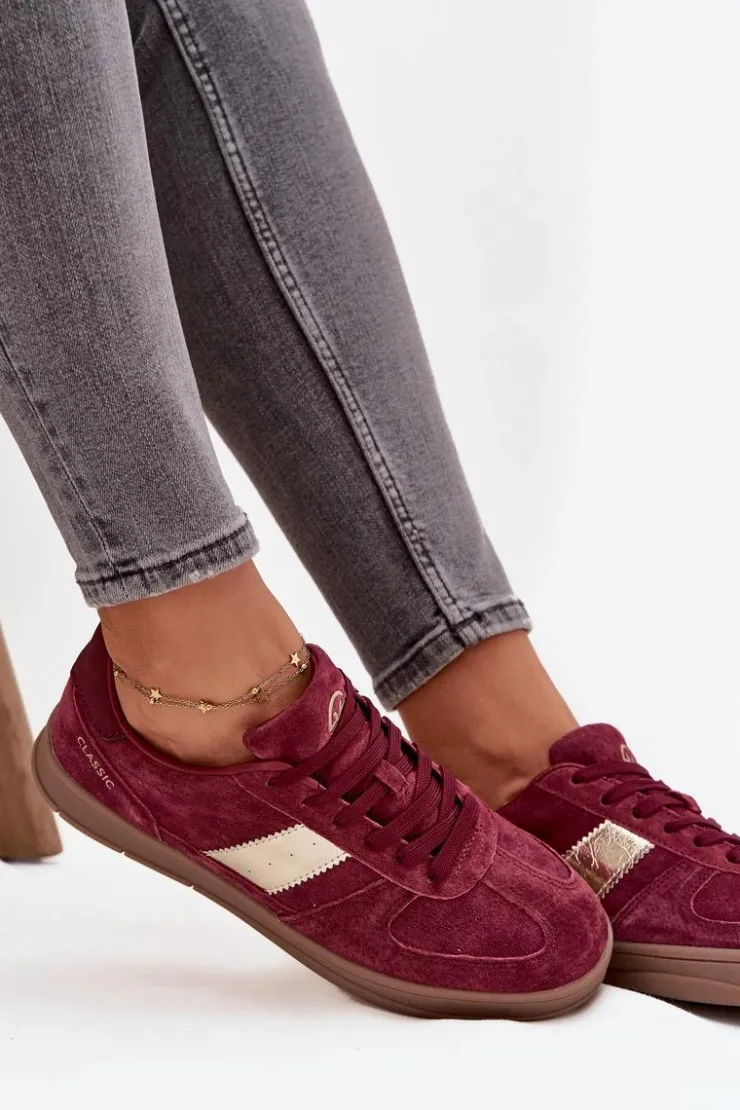 Damskie Buty damskie Vinceza Zamszowe Sneakersy Damskie Vinceza 14029 Bordowe