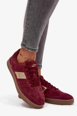 Damskie Buty damskie Vinceza Zamszowe Sneakersy Damskie Vinceza 14029 Bordowe