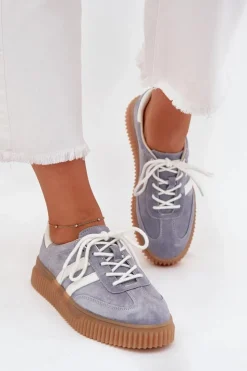 Damskie Boto Zamszowe Sneakersy Damskie Na Platformie Niebieskie Marisae