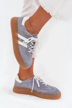 Damskie Boto Zamszowe Sneakersy Damskie Na Platformie Niebieskie Marisae